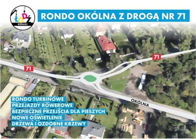 Łódź buduje: rondo turbinowe na ulicy Okólnej